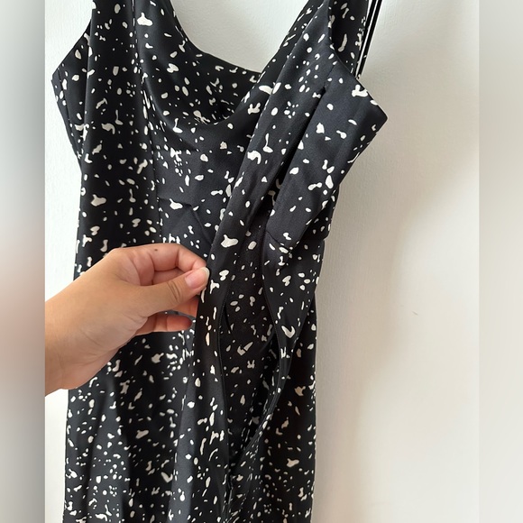 Which We Want black bias-cut satin mini dress with back cutout - Picture 5 of 6